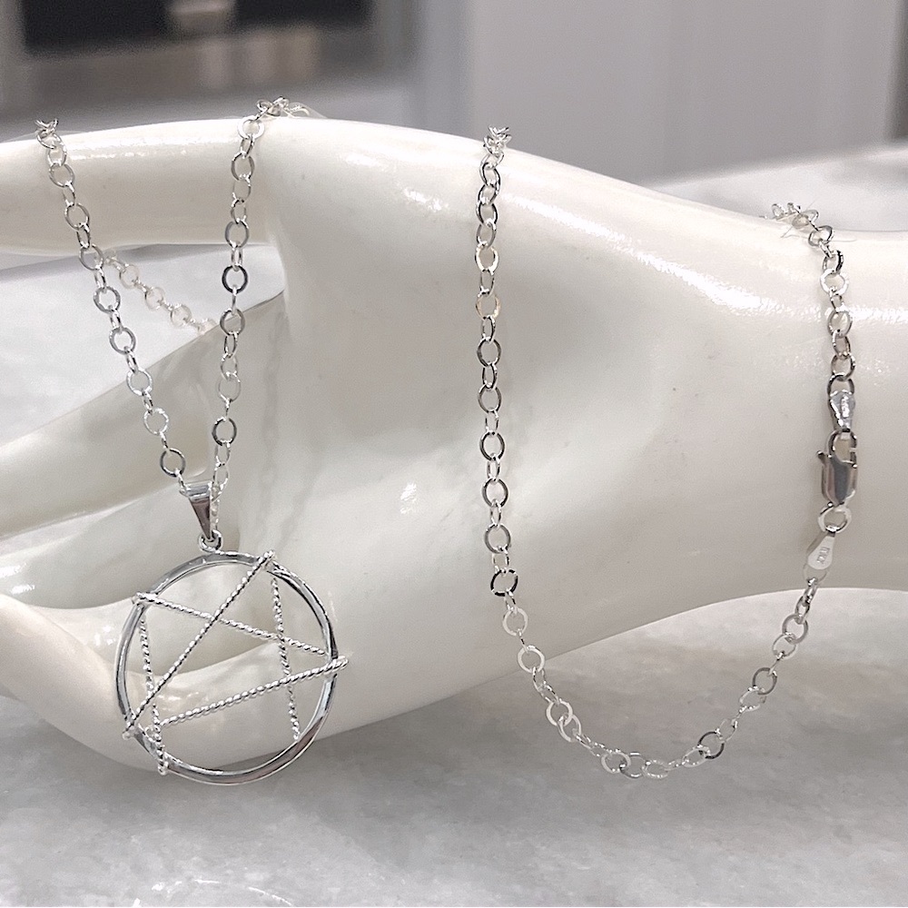 Sterling Silver Braided Rope Pendant Necklace